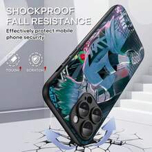 Dr.STONE Anime Senkuu Phone Case Cover Compatible With  16 15 14 13 12 11 Plus Pro Max Limited Edition Black Hard Case Sheepskin Cover Compatible With  17 Case,  17 Pro Case,  17 Pro Max Case