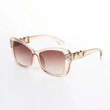 1pc Pearl Embellished Cat Eye Acrylic Eyeglasses Frame, Fashionable & Minimalist, Suitable For Daily Wear