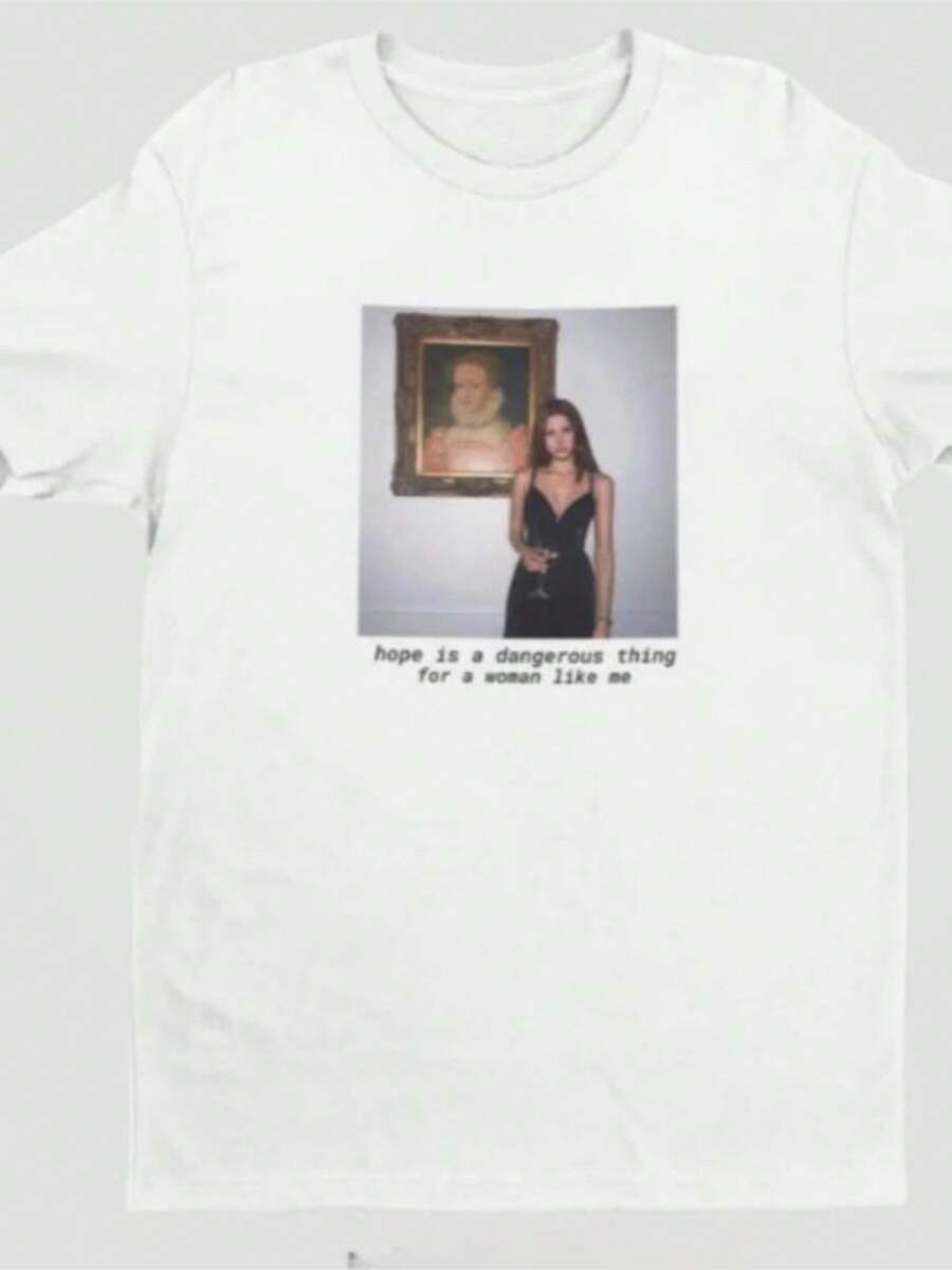 Lana Del ReyS T Shirt Merch For Women Leisure Round Collar Novelty Tee Shirt Short Sleeve Clothes Gift Idea 02922 - 白色 - 查看 1