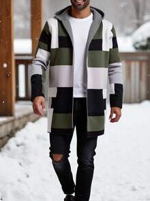Áo khoác cardigan hoodie màu sắc thường ngày cho nam, Thu/Đông - xanh quân đội - Xem 3