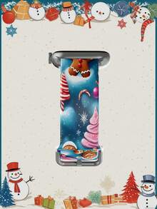 1pc Christmas Gift Snowflake Gingerbread Man Soft Elastic Breathable Comfortable Wristband Replacement Watch Band Compatible With Samsung, Garmin, Honor Smartwatches, 38mm 40mm 41mm 45mm 44mm 42mm 46mm 49mm, Fashionable Casual Multi-Color Silicone Watch Band Compatible With Apple Watch Ultra Series SE/11/10/9/8/7/6/5/4/3/2/1