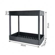 Estante Móvil con Ruedas y Diseño Rectangular – Disponible en 2, 3 y 4 Pisos, Solo Modelos de 3 y 4 Niveles con Ruedas Móviles Ideal para Espacios Reducidos - Estante Organizador Multifuncional Rectangular con Ruedas – Configuraciones de 2, 3 y 4 Pisos para Almacenamiento Inteligente - Negro - Ver 5