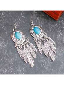 Bohemian Earrings, Designed With High-End Tassel Feather Earrings, A Must-Have Item For Fashionable Women, A Gift For Friends, A Treasure For Women, A Christmas Gift, And Daily Wear - Silver - View 5