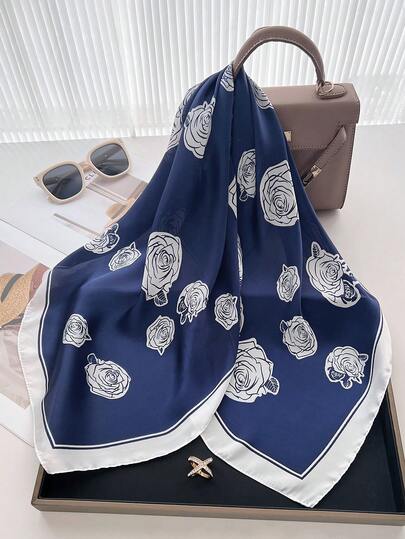 وشاح كاجوال من البوليستر بطبعة زهرية، مناسب لجميع المواسم