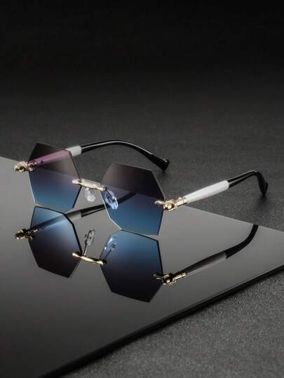 1 Pair Men's Metal Frame Geometric Street Style Elegant Chic Minimalist Comfortable Fashion Glasses, Suitable For Social Media Check-Ins, Stores, Street Art Exhibitions
