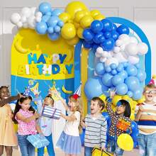 108pcs Blue & Yellow Balloon Arch Kit, DIY Cartoon Theme Blue, Light Blue, Yellow, White Latex Party Balloons For Cartoon Theme Birthday, Anniversary, Graduation, Baby Shower Party Decor - Multicolor - View 3