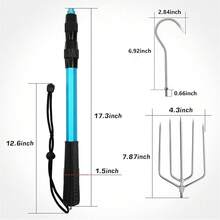 Barra telescópica para pesca gancho acero inoxidable mango aluminio mar - Longitud de expansión de 55 pulgadas y combo de horquilla - Ver 7