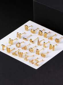 1 buc. Cercei nas piercing, eleganti și rafinați, personalizați, mici, cupru, zirconiu, 26 alfabet, pentru cupluri, unisex, bijuterii pentru corp, cadou potrivit pentru întâlniri zilnice, petreceri, sărbători, cadouri, vacanțe, purtare, bijuterii nas piercing.