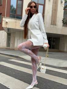 1pc Plus Size High Stretch Spider Web Fishnet Tights, Women's Fashion Sexy Black Stockings Vintage Gothic Style Leggings, Suitable For Halloween, Y2K