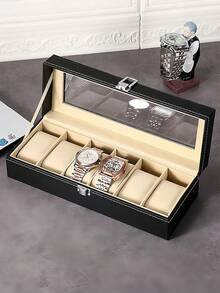 6/3 槽手表收纳盒，珠宝盒，PU 皮革手表展示盒，大容量手表收纳盒，适合手表、珠宝，送给女朋友、情人节、母亲节的礼物 - 彩色 - 查看 3