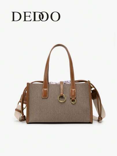 Dedoo 女士包，单肩包，斜挎包，大容量帆布拼色手提包，款式简约时尚，内有抽绳口袋，专为女性设计，适合外出、旅行、购物、通勤、礼品袋。