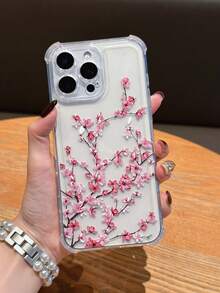 4-In-1 Set (1pc Shockproof Phone Case + 1pc UK Plug Charger Wave Pattern Protector + 2pcs Data Cable Wave Pattern Protectors) UV Painted Pink Plum Blossom Pattern Suitable For UK Standard Apple 17/17Pro/17ProMax/Air/16/16Pro/16ProMax/16Plus/7/8/7P/8P/X/XS/XR/XSMax/11/11Pro/11ProMax/12/12Pro/12ProMax/13/13Pro/13ProMax/14/14Pro/14Plus/14ProMax/15/15Pro/15Plus/15ProMax - Multicolor - View 3