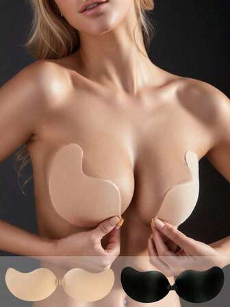 1/2Pairs Silicone Adhesive Strapless Bra Set - Invisible Backless Adhesive Bra, Strong Lift, Suitable For Wedding Dresses, Evening Gowns And Low-Cut Garments, Reusable