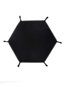 1pc Hexagon Velvet Dice Tray, Foldable Storage Box, PU Leather Tabletop Organizer, Hexagonal