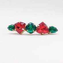 Retro Contrast Color Teardrop & Triangle Crystal Inlaid Gold Metal Hair Clip, Claw Clips, Hair Slide, Hair Barrettes