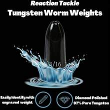 Pesos de Gusano de Tungsteno Reaction Tackle para Pesca de Lubina - Plomos en Forma de Bala para Texas y Carolina Rig - Negro - Ver 6