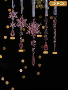 5/6/10/18 Pcs Home Decor Christmas Acrylic Transparent Snowflake Pendant Christmas Icy Decorative Pendant Christmas Tree Crystal Set Pendant,Christmas Tree Decorations Christmas Ornaments,Christmas Atmosphere Decoration Props, Christmas Decorations Gift, Wedding Birthday Party Holiday Decorations, Christmas Decor, Room Decor, Home Decor Winter