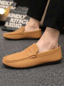 Men's Loafers New Casual Shoes Versatile Soft Bottom Moccasins Slip-On Fisherman Shoes Slouchy Shoes British Style Casual Boat Shoes Loafers Canvas Flat Shoes Men Black Formal Shoes Flat Shoes (Run Small And Narrow, Please Order 2 Sizes Up) - Khaki - View 2