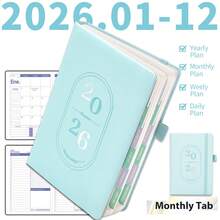 1 件 2025-2026 年计划本 A5 笔记本，204 张 408 页英文计划本 80 GSM 每周每月每日计划计划表自律日记适用于学生和成人开学季 - 2026-橢圓印花 - 查看 19