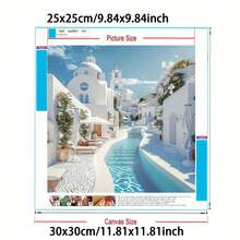 5D DIY Full Drill Diamond Painting, New Fashionable Santorini Greece Town Landscape High Definition Canvas Handmade Art Craft Home Decor Gift - Multicolor - View 2