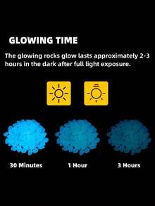 1000 块夜光石，太阳能户外花园小径石，发光鹅卵石，适用于庭院小径装饰、景观照明、花瓶填充物