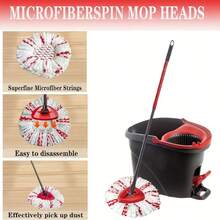 Cabeça de Reposição de Esfregão Giratório, Cabeça de Esfregão Tuoba que Pode Girar, Cabeça de Esfregão Giratório, Peças de Reposição da Cabeça de Esfregão Giratório, Efeito de Limpeza Aumentado em 40%, Toque Profundo e Remoção de Cabelos/Migalhas/Poeira, Pode Ser Lavado à Máquina e Fácil de Instalar, Limpeza Eficiente, Estrutura Resistente, Durável