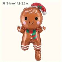 Set de 10 piezas de globos de papel de aluminio en forma de hombrecillo de jengibre mini, decoración navideña - Colores mixtos - Ver 4