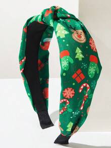 1pc Crossed Wide-Edge Printed Hairband - Fashionable And Unique Christmas Hair Accessory For Women ,Diadema ,Hair Hoop