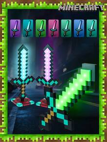 1 Stück Gedenkedition Regenbogen Licht aufladbare Diamantschwert Spiellicht, Minecraft Spiel Zubehör Geschenkmodell Schreibtischlampe, Pixel Themen Stil, RGB Nachtlicht Dekorationsartikel, Schlafzimmer/Wohnzimmer dekorative Wandleuchte mit Ladekabel, LED Nachtlicht, dekorative Umgebungsbeleuchtung, Schlafbegleiter Nachtlicht, kreative Lichtpendel, modernes neues kreatives Licht, Raumdekoration, perfektes Weihnachtsgeschenk