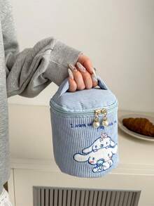 Sanrio 1 szt. Sanrio New Cartoon Kuromi Duża pojemność wiaderko do makijażu Przenośna torba na drobne w kształcie serca dla dziewczynek Torba do przechowywania kosmetyków