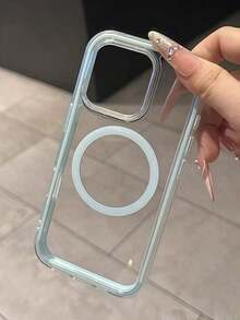 Apple Smartphone Fashionable Protective Case, Premium Quality, 3-In-1 Thick Hard Material, Colorful Solid Color Bumper, Personalized Creative Pink, White, Black, Blue, Green Options, Minimalist Anti-Drop, Full Coverage Transparent Feel, Colored Phone Case, Compatible With IPhone - 淺藍色 - 查看 1