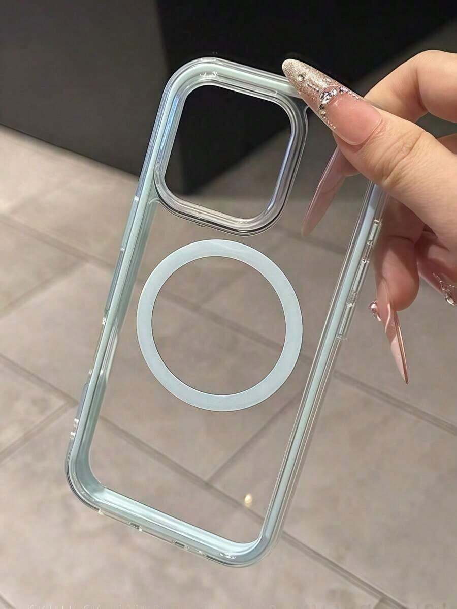 Apple Smartphone Fashionable Protective Case, Premium Quality, 3-In-1 Thick Hard Material, Colorful Solid Color Bumper, Personalized Creative Pink, White, Black, Blue, Green Options, Minimalist Anti-Drop, Full Coverage Transparent Feel, Colored Phone Case, Compatible With IPhone - 淺藍色 - 查看 1