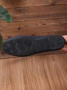 Zapatos casuales de punta cuadrada plana de punto, mocasines transpirables y antideslizantes, cómodos para madres, primavera y otoño - Azul oscuro - Ver 8