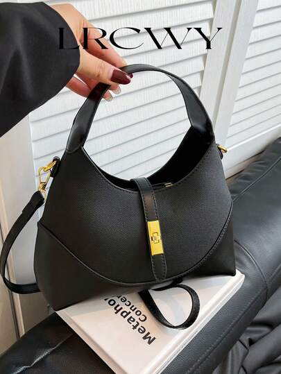 女士手提包和单肩包，时尚优雅简约商务休闲复古马鞍包，黑色