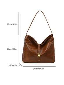 Fashionable New Women's One Shoulder Crescent Bag, Retro Tote Bag, Minimalist Chic Solid Color PU Leather, Versatile For Travel, Shopping, Commuting, Elegant Handbag