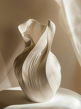 3D-tryckt sidentexturerad torrblomvas - nordisk minimalistisk inredningsstil kreativ konstdekor, twisted retro abstrakt design, lätt lyxig 3D-tryckt vas för torrblomsterarrangemang, heminredningsprydnader, vardagsrums-sovrum entré bordsskiva accenter, nordisk enkel möbeldekor, abstrakt konstvas för blomsterstyling och minimalistisk inredning, idealisk för inredningsstil heminredning och kreativa presentidéer