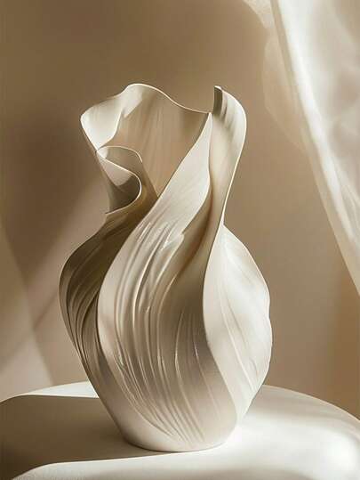 3D Printed Silk-Textured Dried Flower Vase - Nordic Minimalist Ins Style Creative Art Decor, Twisted Retro Abstract Design, Luxury 3D Printed Flower Vase, Suitable For Dried Flower Arrangement, Home Decor Accents, Living Room Bedroom Entryway Tabletop Decoration, Nordic Minimalist Furniture Decor, Abstract Art Vase, Suitable For Floral Arrangement And Minimalist Interior Decor, Ideal For Ins-Style Home Decor And Creative Gifts.