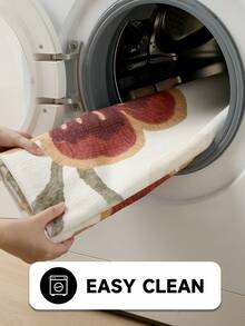 DAJIANG 1pc Vintage Simple Floral Print Runner Rug, Non-Slip Entrance Mat, Soft Carpet, Foldable & Washable, Suitable For Living Room, Kitchen, Bathroom, Bedroom Decor - Home Decoration, Plush Thick, Suitable For Halloween, Thanksgiving, Autumn/Winter Christmas Decor Kitchen Rug