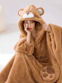 Women's Ultra Soft Ruffle Ankle-Length Fleece Robe Thickened Ruffle Trim Fashion Sleepwear Robes With Side Pockets, Soft Warm Long Bathrobe, Plush Spa Robes Lounge Robe House Coats Sleepwear With Pockets - Multicolor - View 5