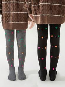 1/2 双女童心形和波尔卡圆点印花马镫紧身裤，适合裙子、舞蹈、学校、所有季节 - 彩色 - 查看 14