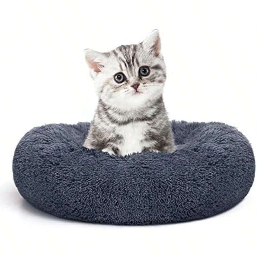 MIXJOY Orthopedic Dog Bed Comfortable Donut Cuddler Round Pet Beds Ultra Soft Washable Dog And Cat Cushion (20''/23''/30'') (23'', )(XS(20''x 20'') Grey-Blue) - Type4 - 查看 1