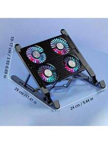 Portable Foldable Laptop Cooling Pad - 7 - Level Height Adjustment, 4 Quiet LED Fans, Stable Non - Slip Design For 11 - 19.3 Inch Laptops, USB Powered