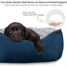 JOEJOY Rectangle Dog Bed For Large Medium Small Dogs - Washable Orthopedic Sofa Bed, Soft Breathable Puppy & Pet Cuddler, Durable Calming Dog Bed With Anti-Slip Bottom, Multiple Sizes,(S(20"X 19"X 6") Navy Blue) - Type6 - 查看 2