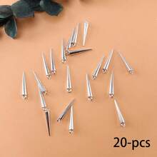 20/100pcs Cone-Shaped Long Spike Pendants, DIY Necklace Bracelet Earring Keychain Jewelry Making, Cool Style For Men And Women - Silver - View 7