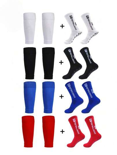 2 Pieces Of Shin Guard Soccer Socks, Compression Long Socks, All-Season Basketball Socks, Sweat-Absorbing And Breathable, Anti-Slip And, Suitable For Football Enthusiasts, Sports