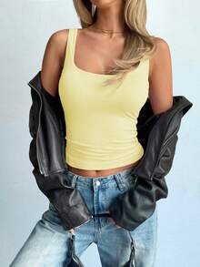 GAOVOT 女士纯色性感Y2K风格休闲/工作衬衫，夏季 - 黃色 - 查看 8