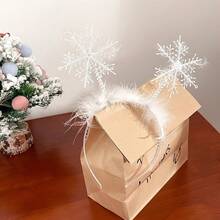 优雅白色雪花发箍，女士款 - 节日圣诞发饰，完美适用于派对和拍照，圣诞装饰，家居圣诞礼物，圣诞装饰品 - 雪花頭帶 - 查看 3