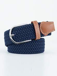 1条男士弹力编织腰带，无孔商务休闲高尔夫球腰带，波西米亚风夏季、校园休闲、商务、男友丈夫父亲男士礼物、日常穿着、时尚、青少年、户外、度假、运动、旅行、街头、波西米亚风、复古秋季、万圣节秋冬配饰，适合青少年、青年、男士、休闲、户外、运动、度假、毕业礼物、生日、日常穿着 - 藏蓝色 - 查看 15