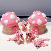 3D Printed Cute Mushroom House+Dragon Model Ornaments, Desktop Decoration Sculpture Ornaments, Holiday Gifts, Suitable For Home Decoration, Office Decoration, Car Decoration, Contemporary Art, Fantasy Design, Lightweight Decoration, Durable Decoration, Mini Decoration, Decorative Statues, Party Gifts, Holiday Gifts, Novel Desktop Ornaments, Gifts For Friends