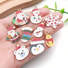 20/30pcs Christmas Charms - Enamel Alloy Santa/Snowman/Reindeer Pendants For DIY Keychains